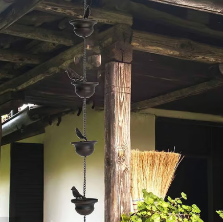 🔥Where Rain Meets Art – Decorative Rain Chain with Bird Bath Design