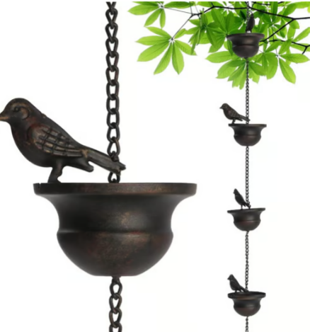 🔥Where Rain Meets Art – Decorative Rain Chain with Bird Bath Design