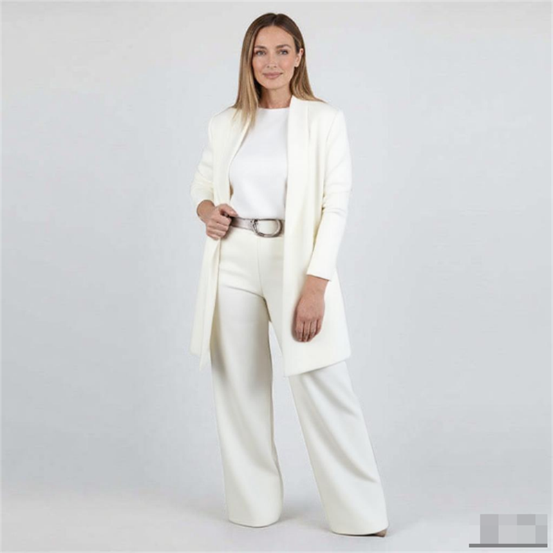 Elegant 3-piece Set Including Long Cardigan, Top And Pants💞