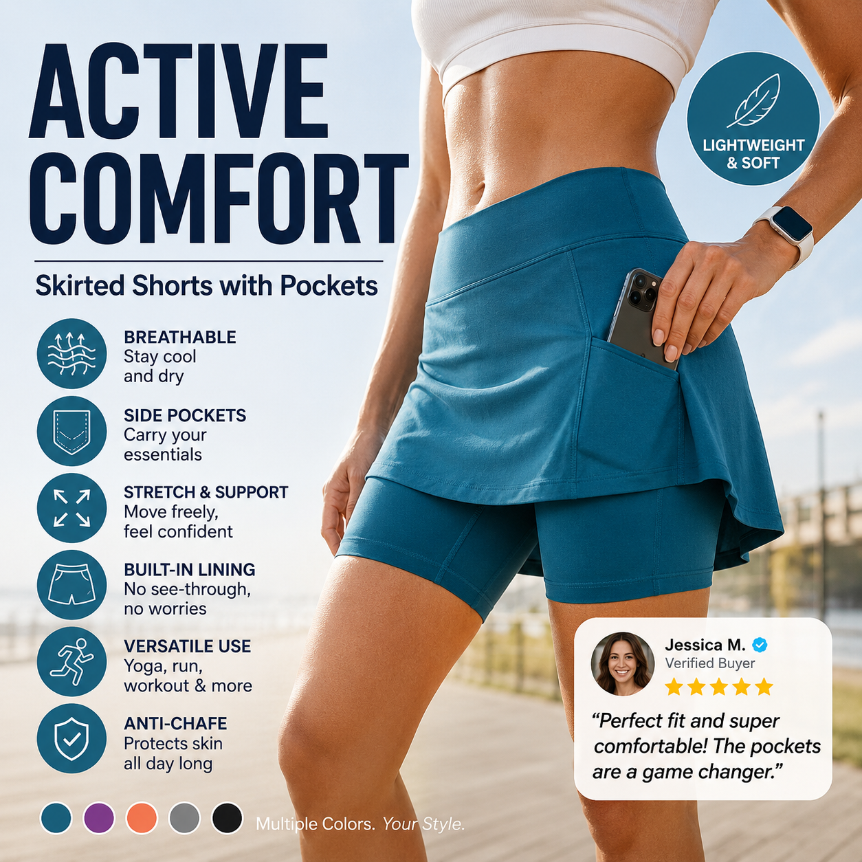 👚Anti-Chafing Active Skort – Super soft and comfortable🔥