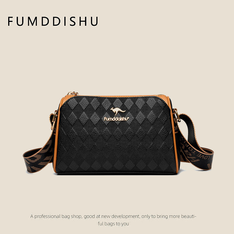 Fashion Diamond Pattern Large Capacity 3-Layer Crossbody Bag
