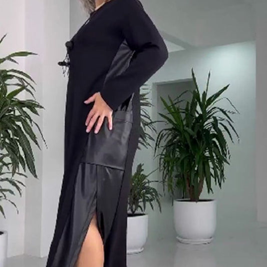 🔥Vestido casual de cuero suelto con bolsillos para mujer