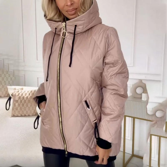 Parka de invierno de moda para mujer con cuello alto y largo hasta la cadera