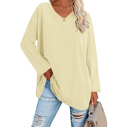 💋Women's Loose Long Sleeve Fashion V-neck Top