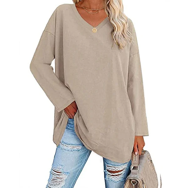 💋Women's Loose Long Sleeve Fashion V-neck Top