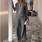 Women's Crew Neck Sleeveless Top and Pants Set