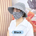 Floral Large Brimmed Sun Hat with Mask