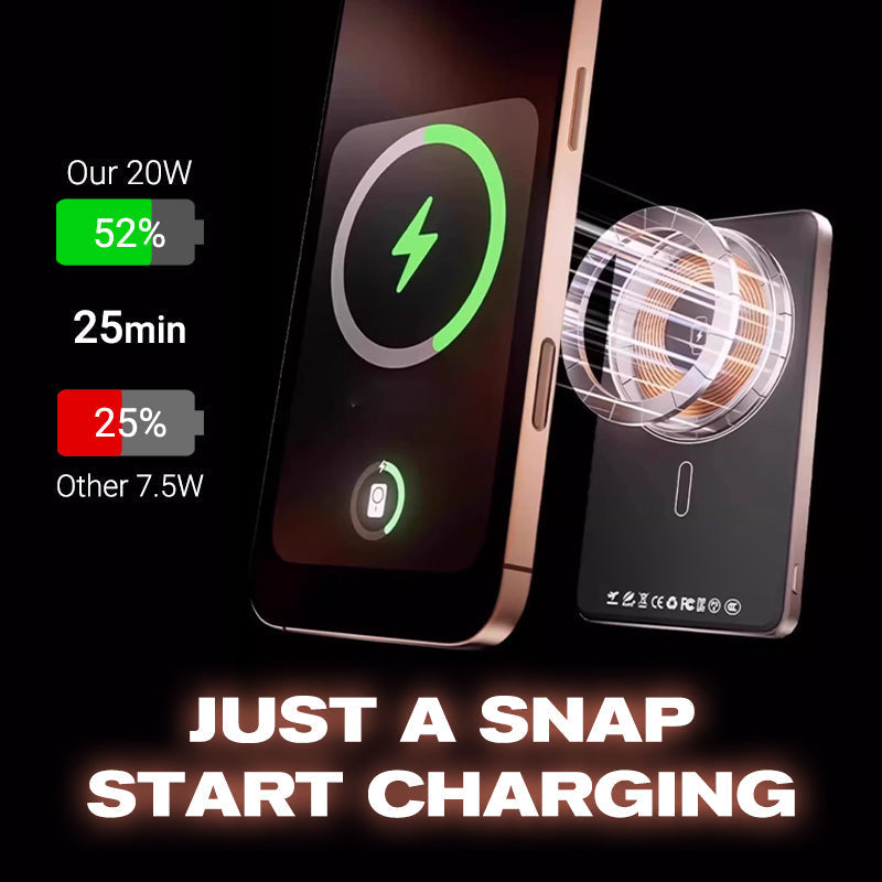 Ultra-thin Fast Charging with Built-in Bracket Lanyard Magnetic Wireless External Battery Mobile Power Supply