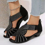 Women's Retro Open Toe Thick Heel Sandals