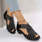 Women's Retro Open Toe Thick Heel Sandals