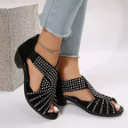 Women's Retro Open Toe Thick Heel Sandals