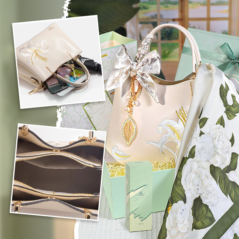 🌸Meet Mother's Day Discount 50%🌸Women's Elegant Embroidered Lily Handbag Gift Box