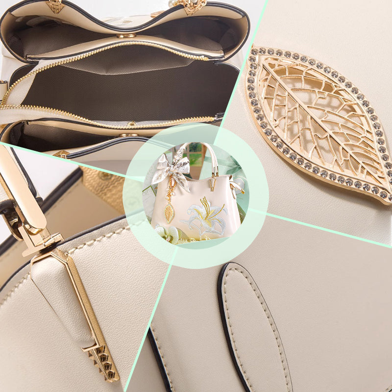 🌸Meet Mother's Day Discount 50%🌸Women's Elegant Embroidered Lily Handbag Gift Box