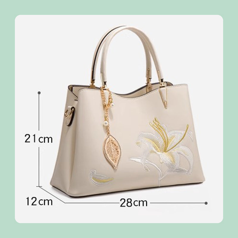 🌸Meet Mother's Day Discount 50%🌸Women's Elegant Embroidered Lily Handbag Gift Box