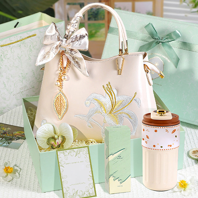 🌸Meet Mother's Day Discount 50%🌸Women's Elegant Embroidered Lily Handbag Gift Box