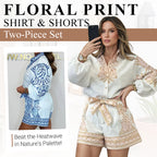 💕Patterned Tie Waist Button Up Shorts Co-ord