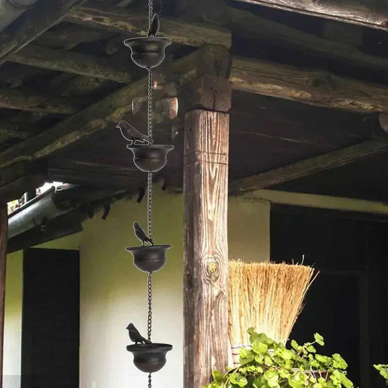 🔥Where Rain Meets Art – Decorative Rain Chain with Bird Bath Design