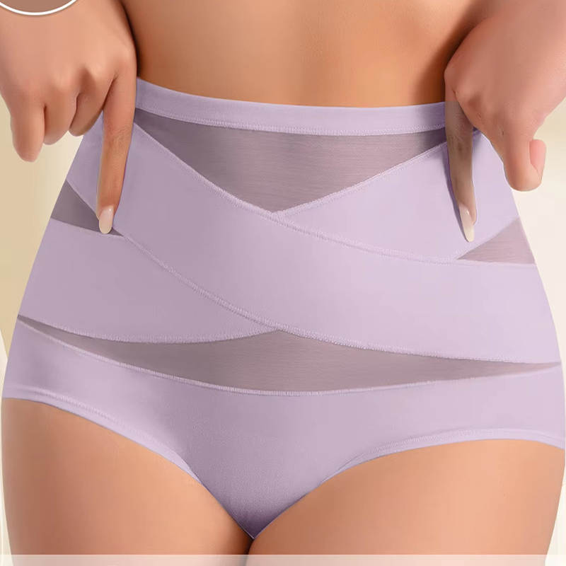 🌸Buy 1 Get 3 Packs✨Plus-Size High-Waist Cross Tummy Control Panties