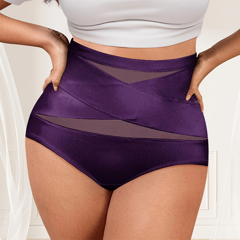 🌸Buy 1 Get 3 Packs✨Plus-Size High-Waist Cross Tummy Control Panties