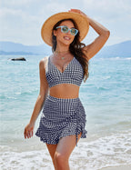 Gingham High Waisted Tummy Control Bikini Sets👙