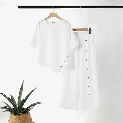⏳Time-Limited Special⏰Women's Irregular Hem Top & Wide Leg Pants Two-Piece Set