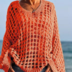 🌸New Arrival🌸Women’s Casual Solid Color Crochet Knit Top
