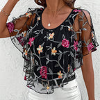 🌸Women's Printed Mesh Patchwork Top