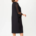 Women's Elegant Black 3/4 Sleeve Sheath Dresses