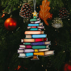 Book Stack Christmas Tree Suncatcher