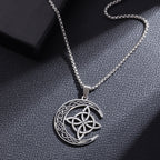 🌙 BUY 1 GET 1 FREE! 🔥 Celtic Moon Pendant Necklace - Stainless Steel & Adjustable Chain, Perfect Unisex Gift for Any Occasion ✨