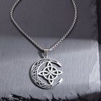 🌙 BUY 1 GET 1 FREE! 🔥 Celtic Moon Pendant Necklace - Stainless Steel & Adjustable Chain, Perfect Unisex Gift for Any Occasion ✨