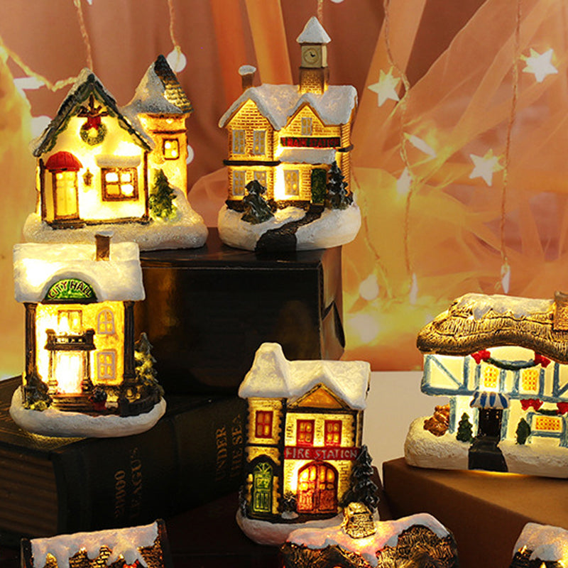 Miniature LED Lighted Christmas Village House