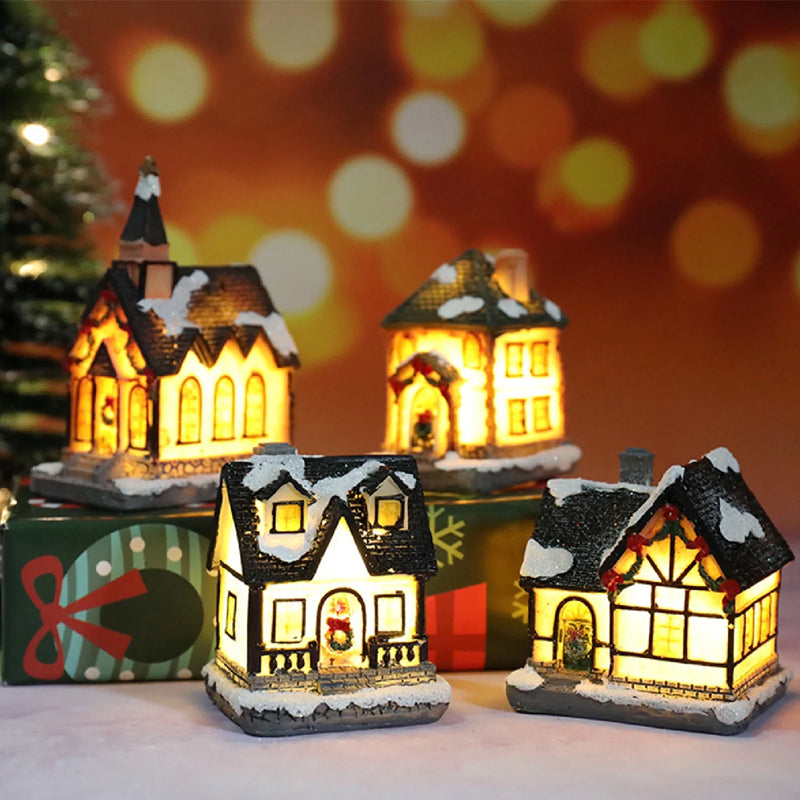 Miniature LED Lighted Christmas Village House