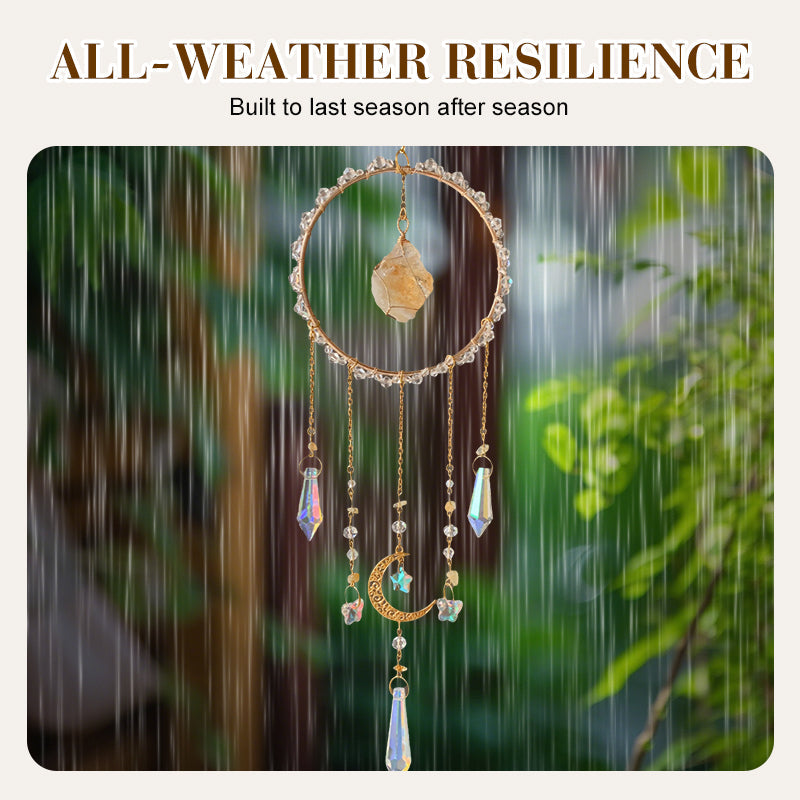 Iridescent Glass Chip Ring Wind Chime