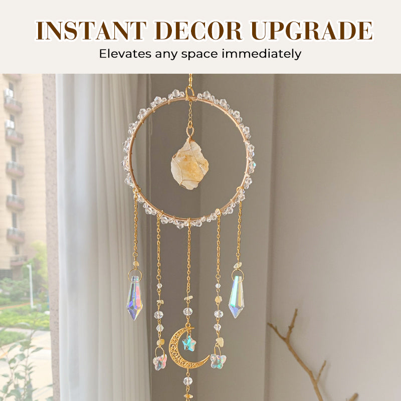 Iridescent Glass Chip Ring Wind Chime