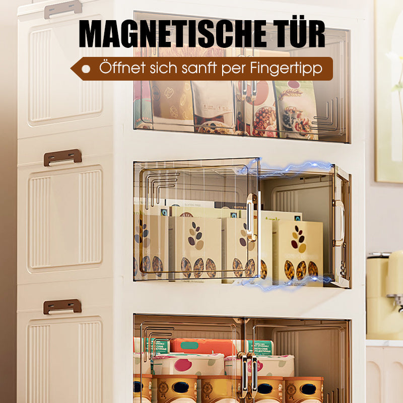 Foldable Storage Box With Lid, 1-5 layers of holders with wheels for kitchen, bedroom, bathroom, warehouse, kitchen, home storage, stackable organizer🗄️