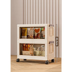 Foldable Storage Box With Lid, 1-5 layers of holders with wheels for kitchen, bedroom, bathroom, warehouse, kitchen, home storage, stackable organizer🗄️