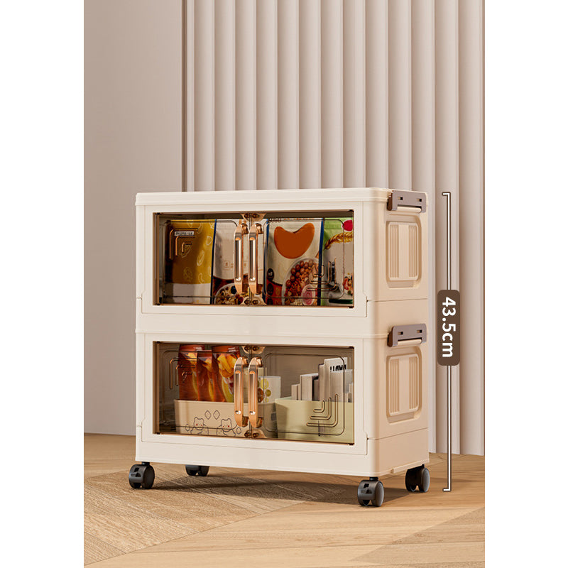 Foldable Storage Box With Lid, 1-5 layers of holders with wheels for kitchen, bedroom, bathroom, warehouse, kitchen, home storage, stackable organizer🗄️