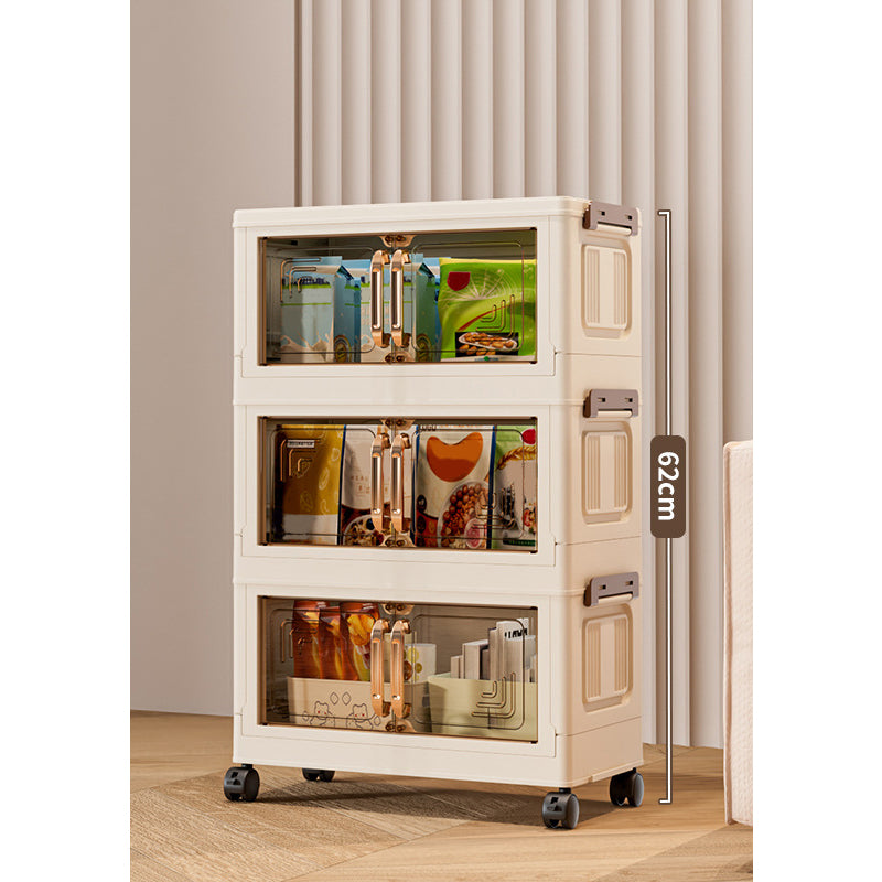 Foldable Storage Box With Lid, 1-5 layers of holders with wheels for kitchen, bedroom, bathroom, warehouse, kitchen, home storage, stackable organizer🗄️