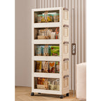 Foldable Storage Box With Lid, 1-5 layers of holders with wheels for kitchen, bedroom, bathroom, warehouse, kitchen, home storage, stackable organizer🗄️