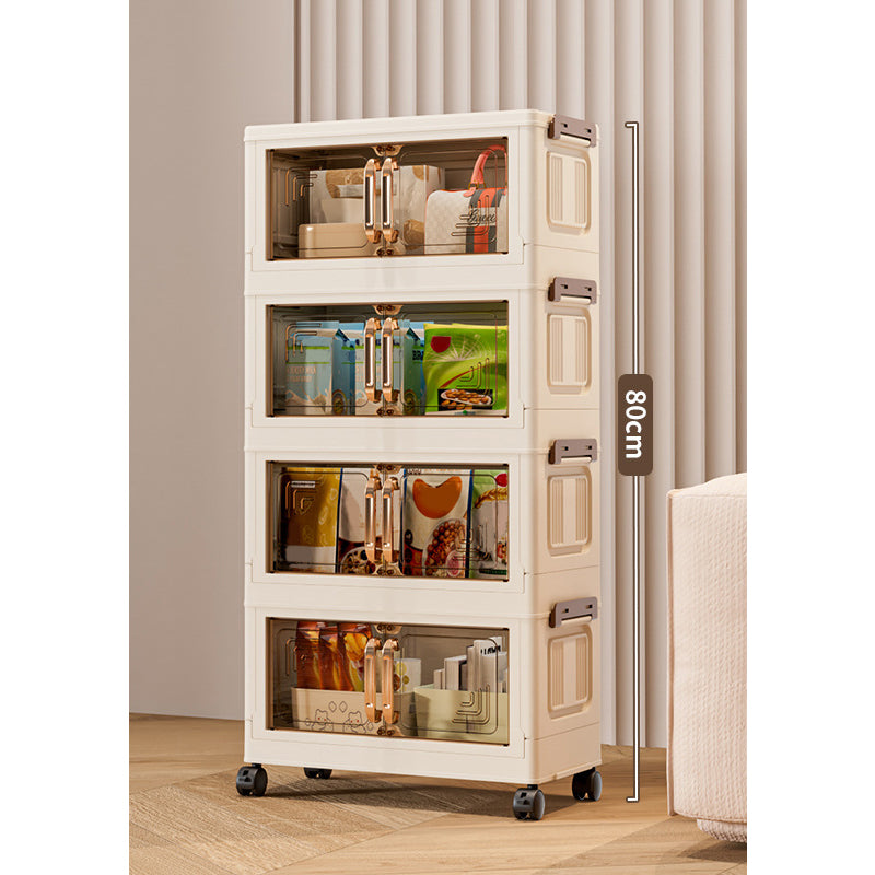 Foldable Storage Box With Lid, 1-5 layers of holders with wheels for kitchen, bedroom, bathroom, warehouse, kitchen, home storage, stackable organizer🗄️