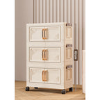 Foldable Storage Box With Lid, 1-5 layers of holders with wheels for kitchen, bedroom, bathroom, warehouse, kitchen, home storage, stackable organizer🗄️