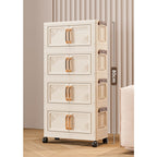 Foldable Storage Box With Lid, 1-5 layers of holders with wheels for kitchen, bedroom, bathroom, warehouse, kitchen, home storage, stackable organizer🗄️