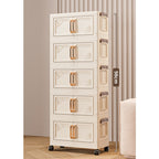 Foldable Storage Box With Lid, 1-5 layers of holders with wheels for kitchen, bedroom, bathroom, warehouse, kitchen, home storage, stackable organizer🗄️