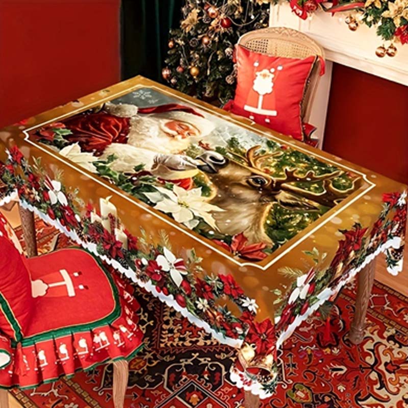 🎄Christmas Tablecloth – Festive Table Decoration for Christmas & Holidays, Washable