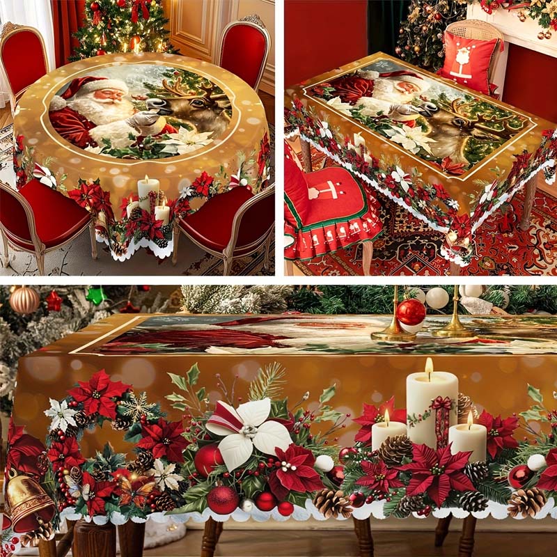 🎄Christmas Tablecloth – Festive Table Decoration for Christmas & Holidays, Washable