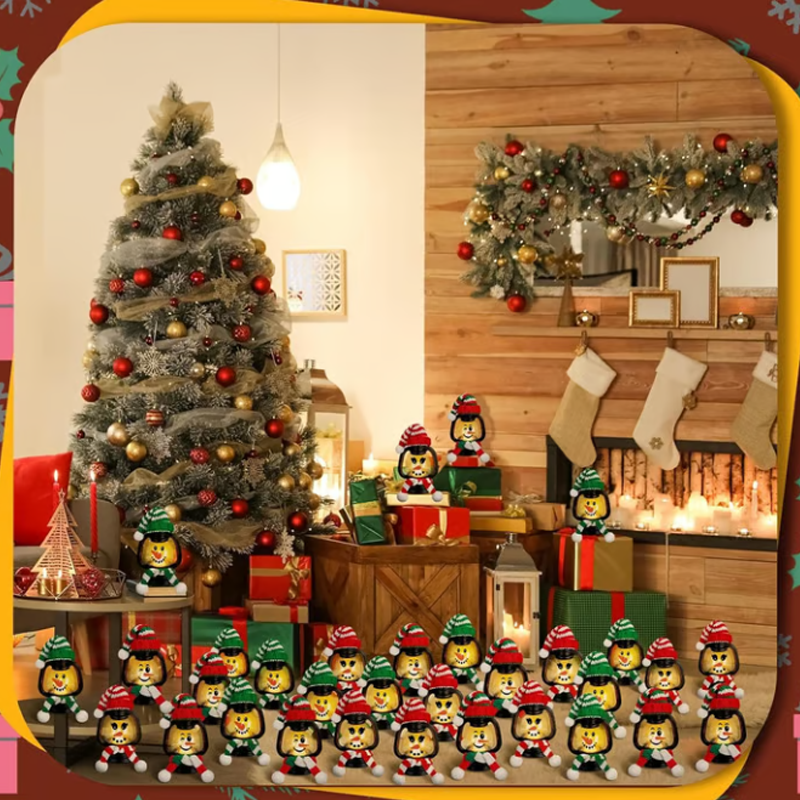 Mini Snowman Lantern with Hats and Scarves