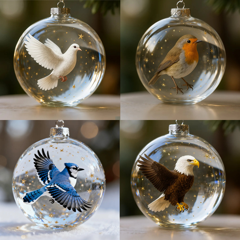 🐦✨Nature's Bird Glass-Look Sphere Ornament
