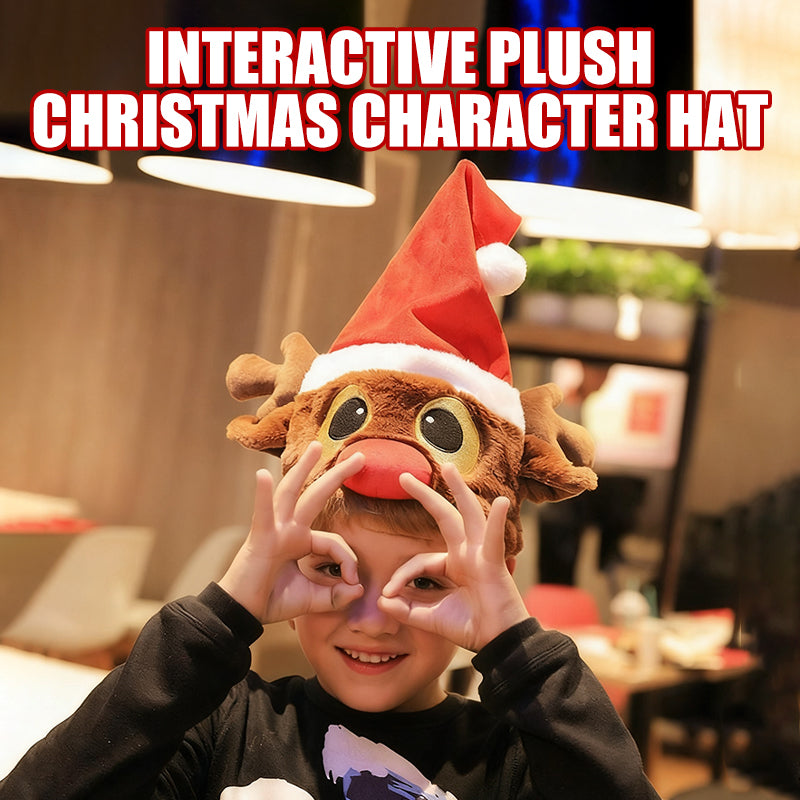 Interactive Plush Christmas Character Hat