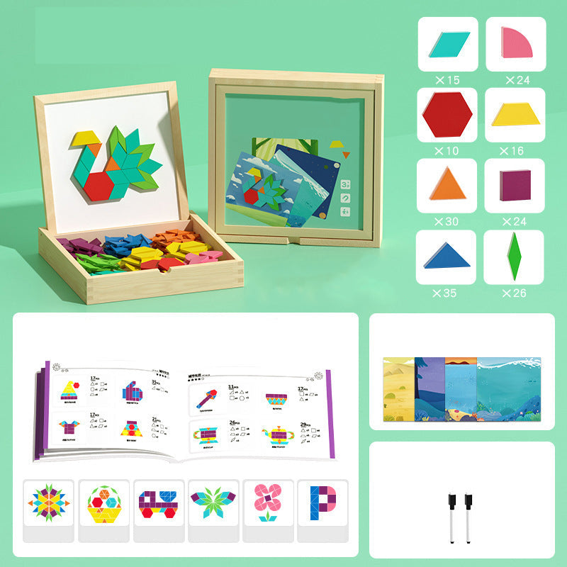 💥Wooden Magnetic Pattern Block Puzzle Set